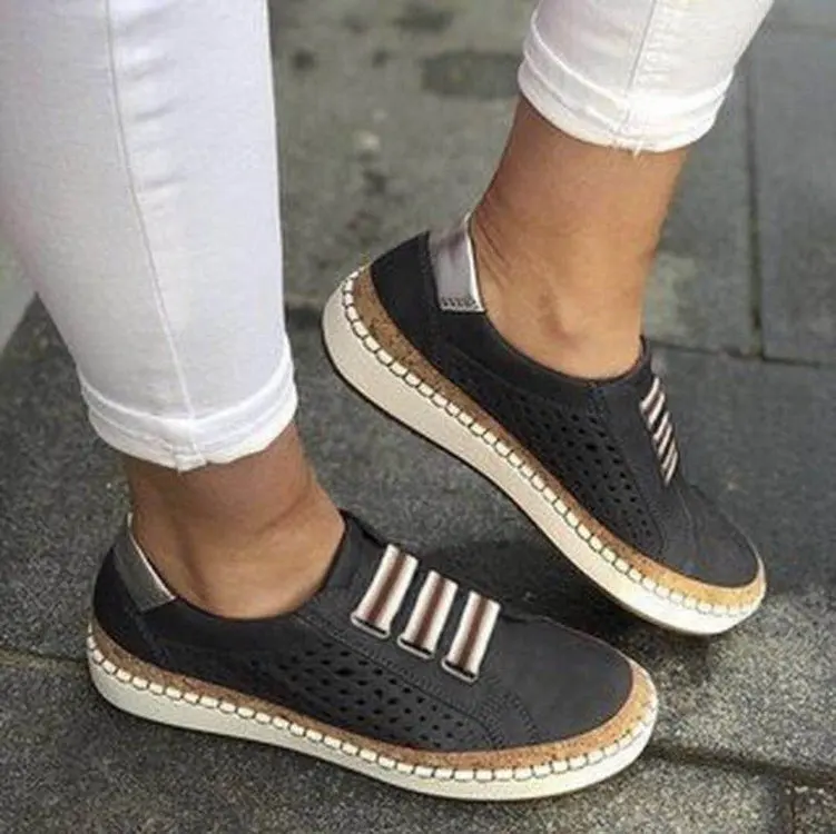 Chaussures vulcanisées pour femmes, baskets à enfiler, mocassins respirants, décontractées, grandes tailles - image de produit 5